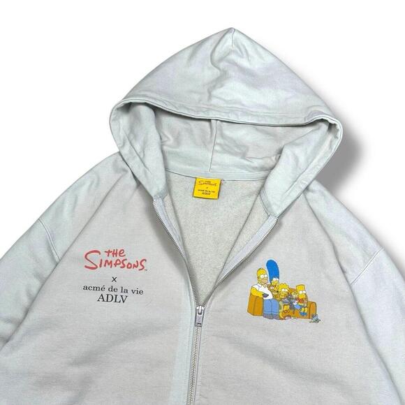 Acme De La Vie x The Simpsons Hoodie Full Zip Light Beige Men’s Size 1 Rare - Picture 9 of 15
